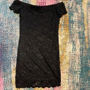 Black lace mini dress